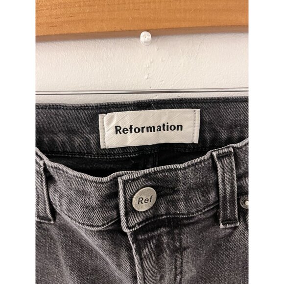 Womens Reformation Charcoal Gray Straight Leg Raw Hem Jeans size 28 - Picture 3 of 8